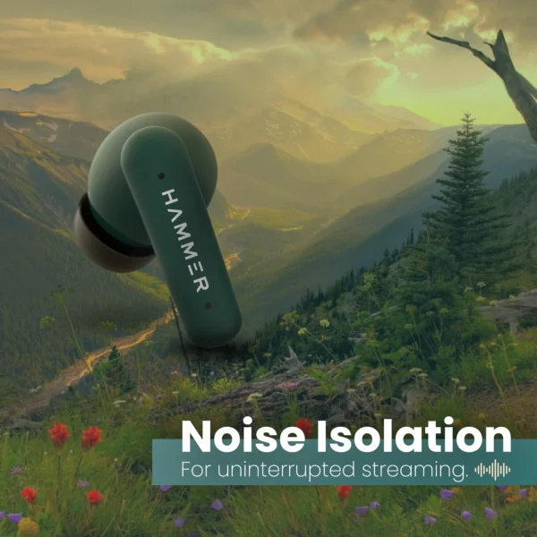Hammer Airflow Plus TWS Earbuds with Bluetooth 5.1 and Smart Touch Control (Emerald Green) - Image 5