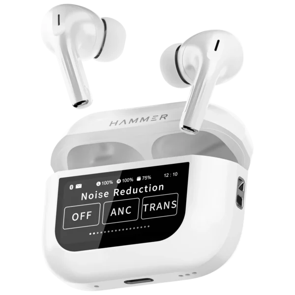 Hammer Screen TWS Bluetooth Earbuds with 32 db ANC + ENC and On Case Display