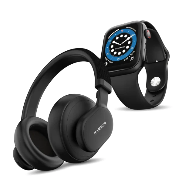 Hammer Bash Max Bluetooth Headphones & Ace 2.0 Smartwatch (Combo)