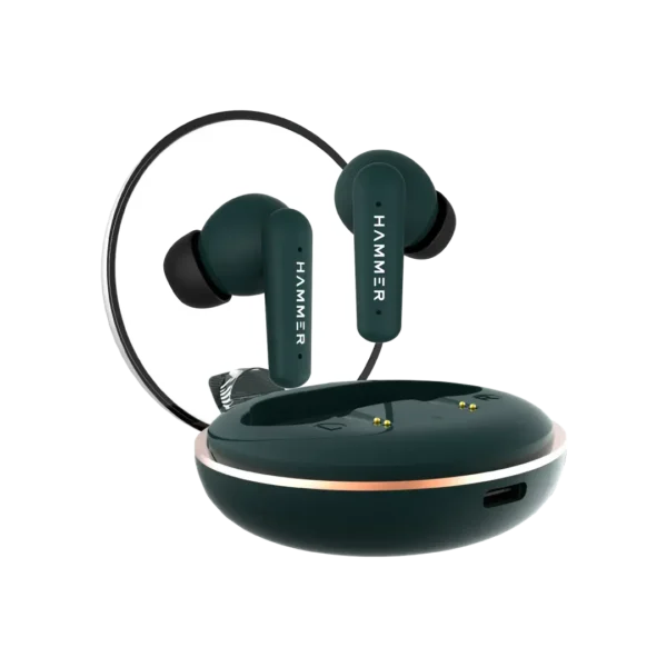 Hammer Airflow Plus TWS Earbuds with Bluetooth 5.1 and Smart Touch Control (Emerald Green)