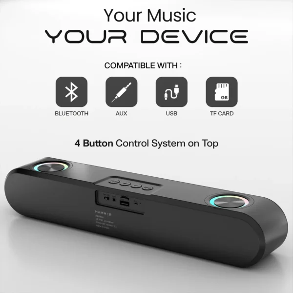 Hammer BeatBox 24W Output Bluetooth Soundbar With RGB Lights and Upto 8 Hours Playtime - Image 6