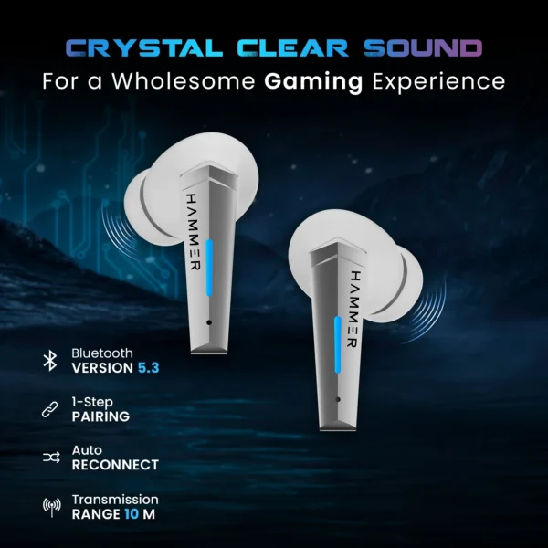 Hammer Arcade True Wireless Gaming Bluetooth Earbuds with RGB Lights and 50ms Low latency - Image 7