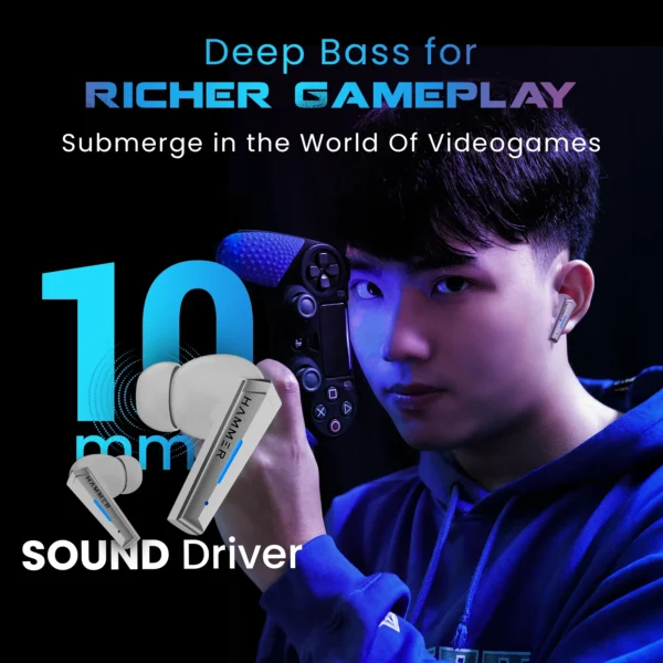 Hammer Arcade True Wireless Gaming Bluetooth Earbuds with RGB Lights and 50ms Low latency - Image 5