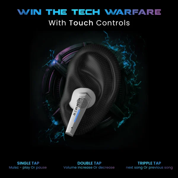 Hammer Arcade True Wireless Gaming Bluetooth Earbuds with RGB Lights and 50ms Low latency - Image 8